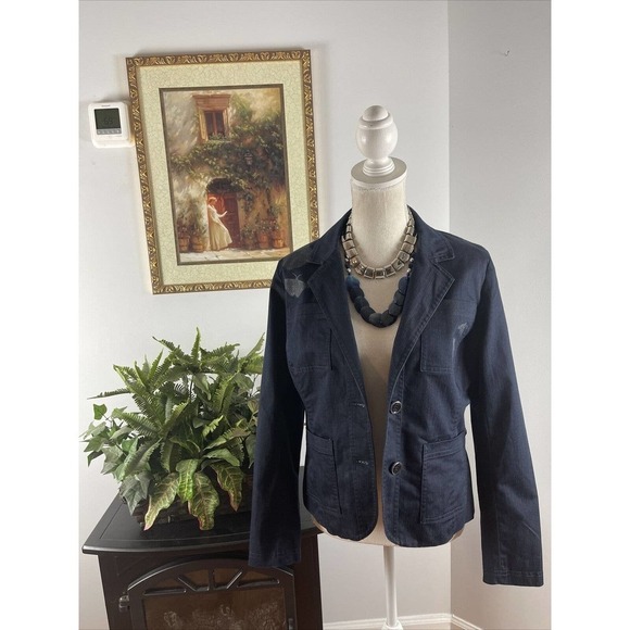 7th Avenue Design Studio New York & Co Blazer Jacket Women's Size M Blue Lined - Picture 2 of 12